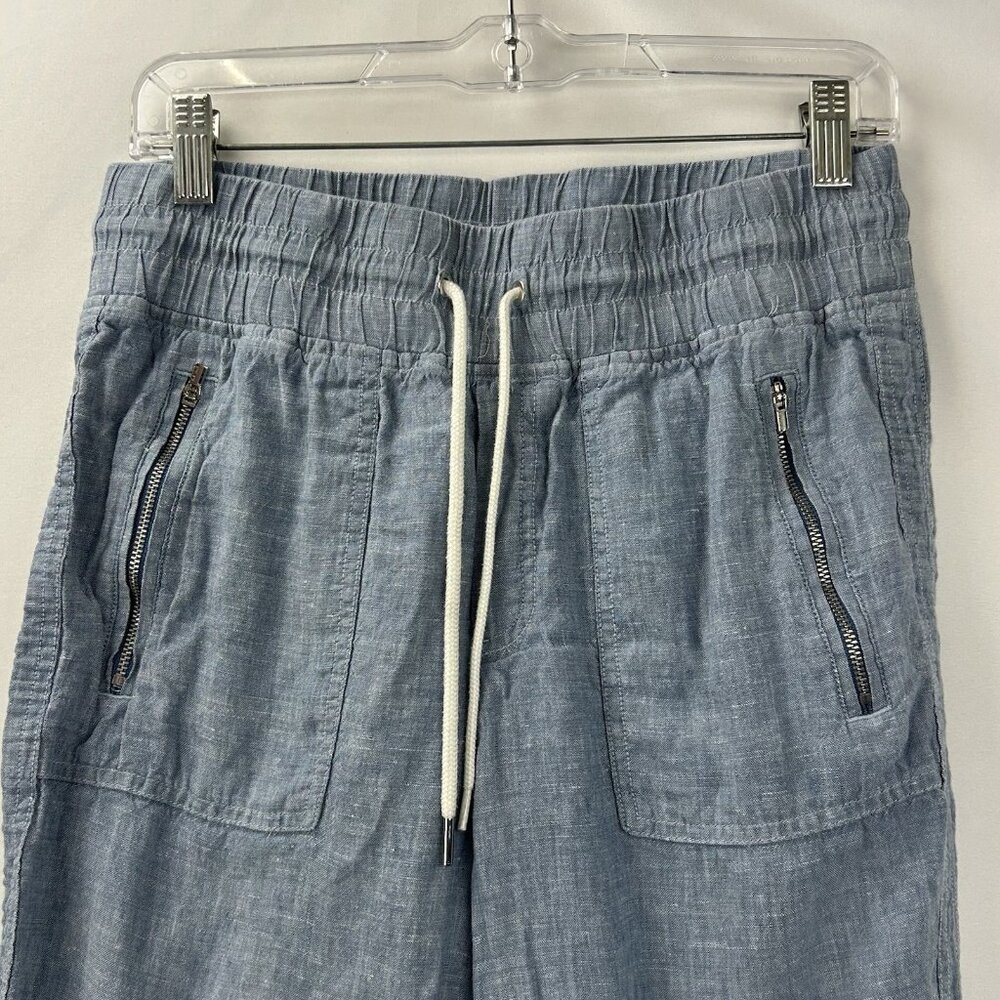 Athleta Cabo Jogger-Chambray Blue Women’s Size 8 Zip Pockets 100% Linen 26” Ins - Picture 16 of 16